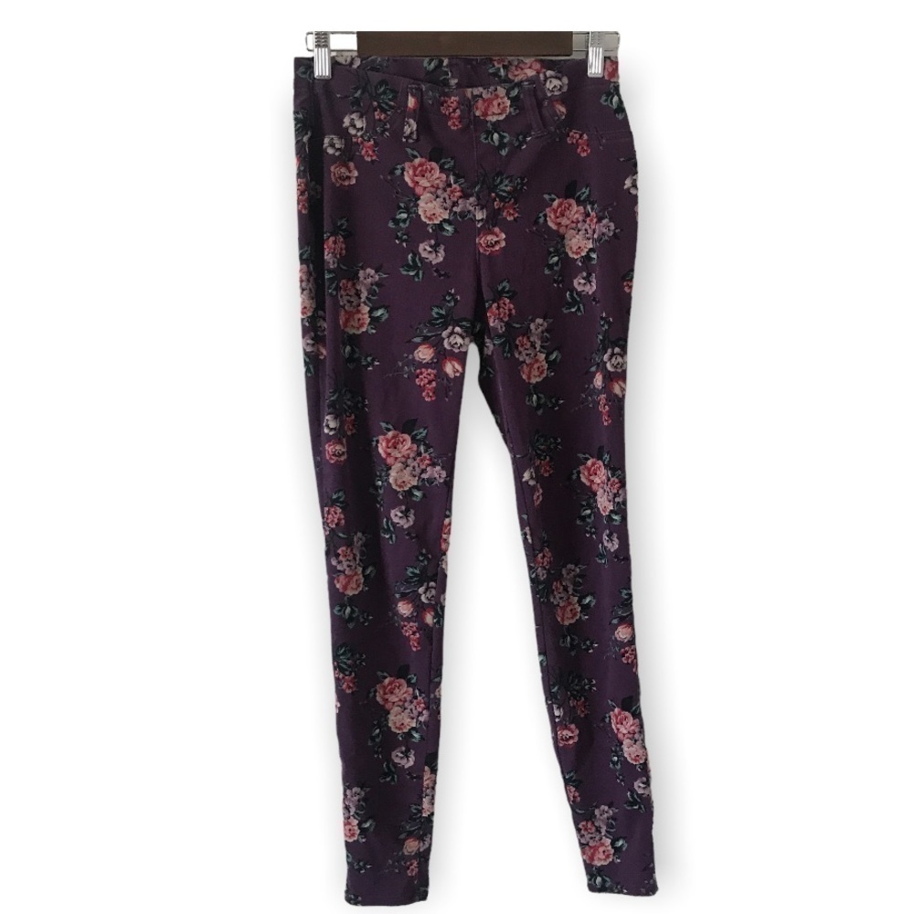 3/$15 faded glory floral purple floral leggings (P2)